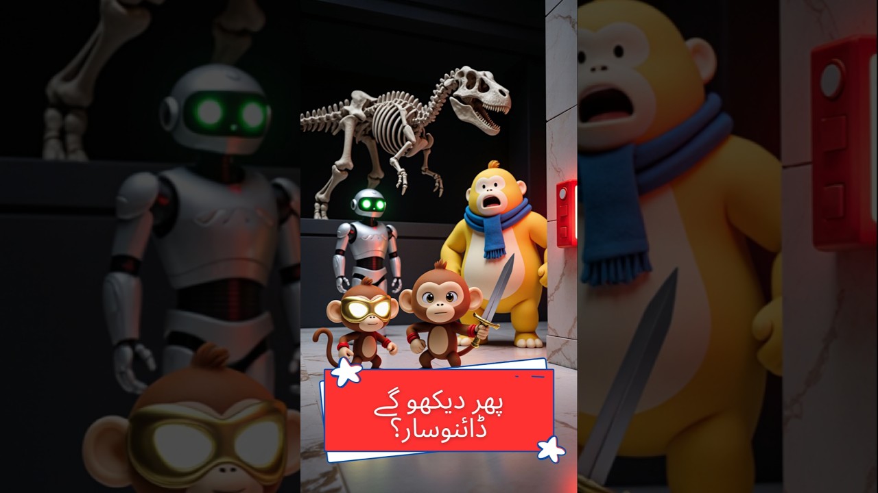 Night at the Monkey Museum 🤖🦖 | Funny 3D Cartoon Short | Monkey Trio Adventure