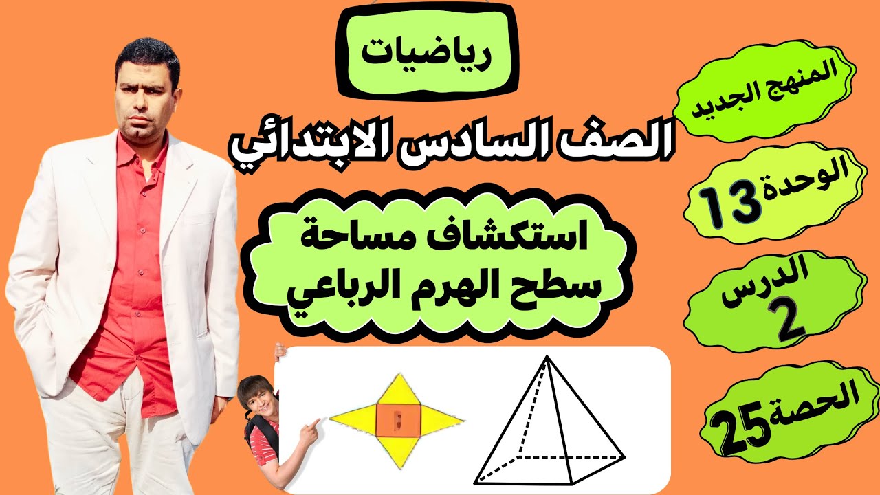 الوحدة13 الدرس2 استكشاف مساحة سطح الهرم الرباعيIرياضيات الصف السادسIالترم الثاني#مستر_خالد_سعدة