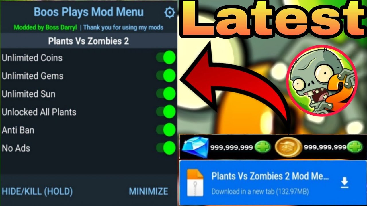 Plants vs Zombies 2 v11.0.1 (MOD Menu) APK for android