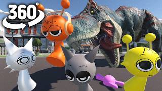 360° VR: Incredibox Sprunki Faces the Tyrannosaurus in the Village!