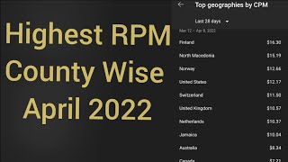RPM rates by country   CPM 2022 highest to lowest