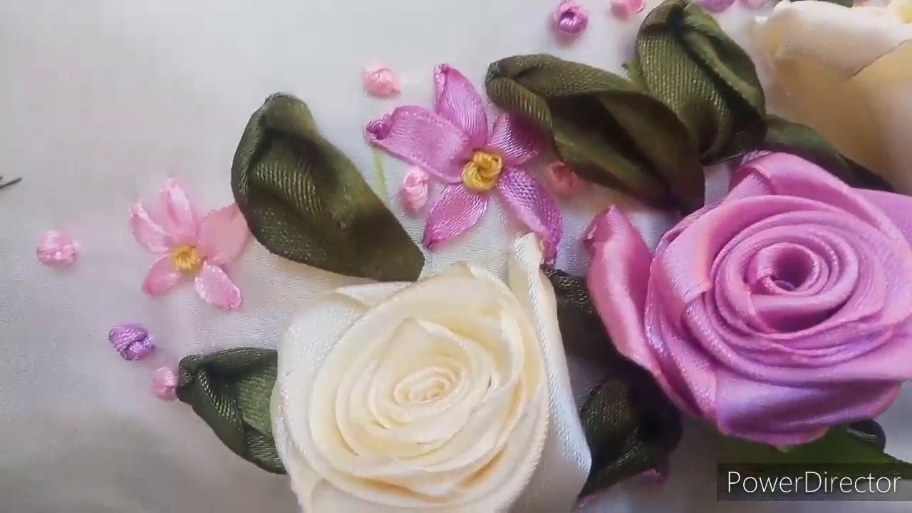 التطريز بشرائط الساتان : الدرس الثاني تطريز وردة بشرائط الساتان