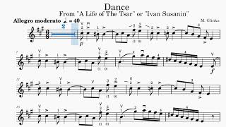 Glinka Dance for Violin and Piano. Practice Video Accompaniment. Play Along