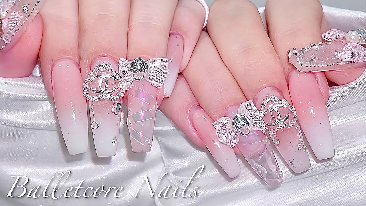 sub) Балетный стержень, Маникюр Chanel🎀/🇰🇷Корейский маникюр / Омбре / Роскошный маникюр / Нейл-арт