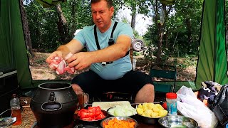 Свиные ребрышки с пивом в Афганском казане РЕЦЕПТ на рыбалке!