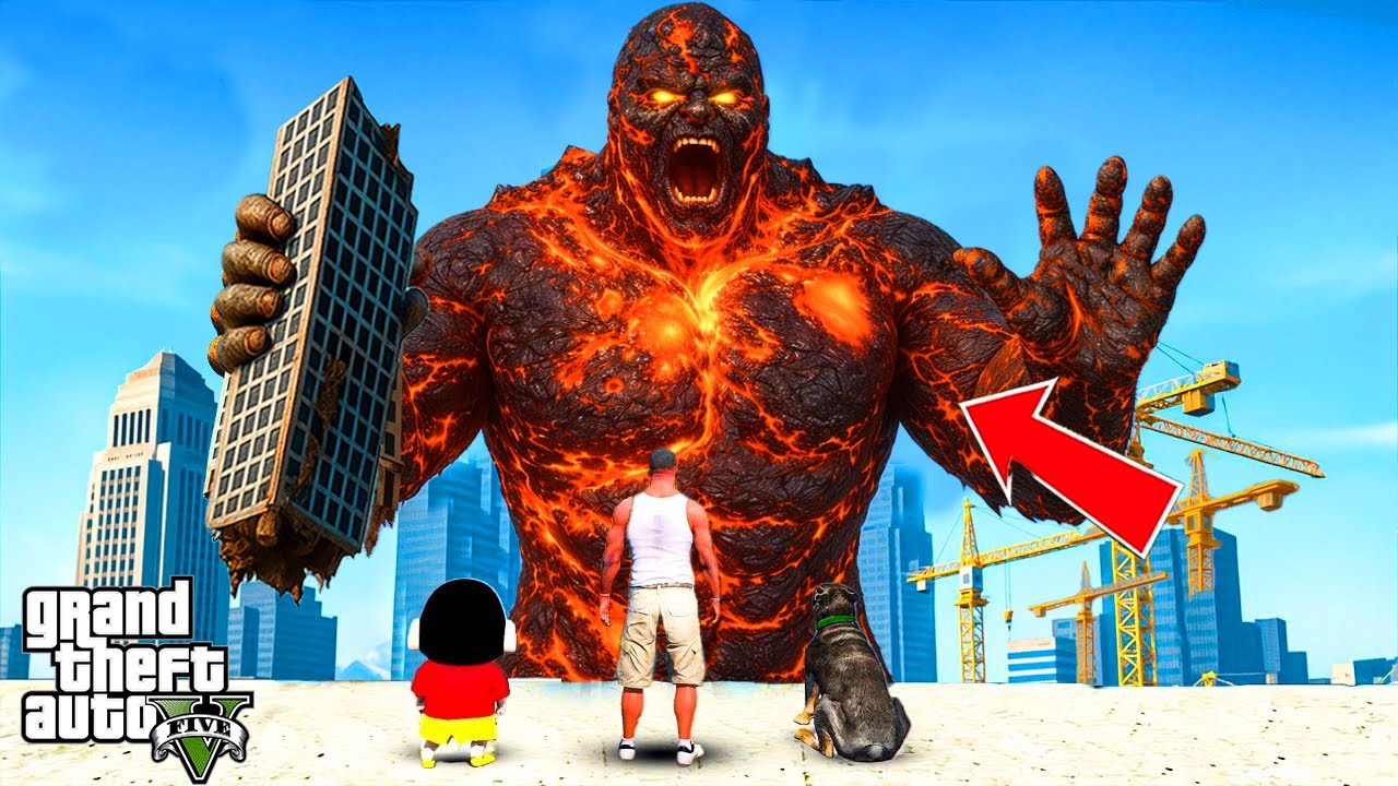 GTA V : Franklin & ShinChan⚡Escape Biggest Lava Volcano Titan VS Avengers GTA 5 In Telugu