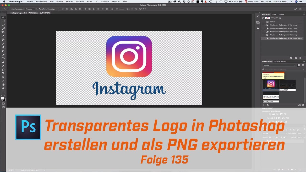 Transparentes Logo In Photoshop Erstellen Und Als Png Exportieren Folge 135 Youtube