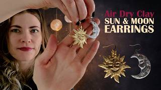 DIY Sun & Moon Earrings 🌞🌛 Air Dry Clay Jewelry Tutorial
