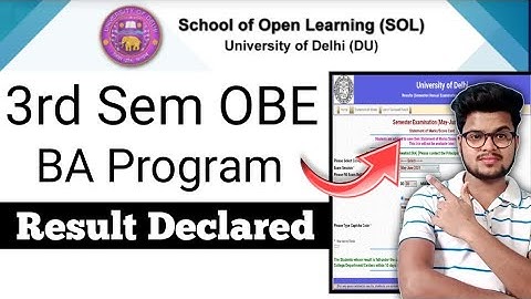 Sol 3rd Sem *BA Prog Result Declared* 2021 | SOL Result Update 2021
