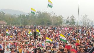 Huge crowds welcome JI Kathar, IAS Retd., during the APHLC Mega Rally at Tarabasa, Karbi Anglong.