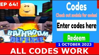 ALL WORKING *NEW* CODES FOR BATHROOM TOWER DEFENSE X *EP 64* Roblox  Bathroom Tower Defense X Codes 