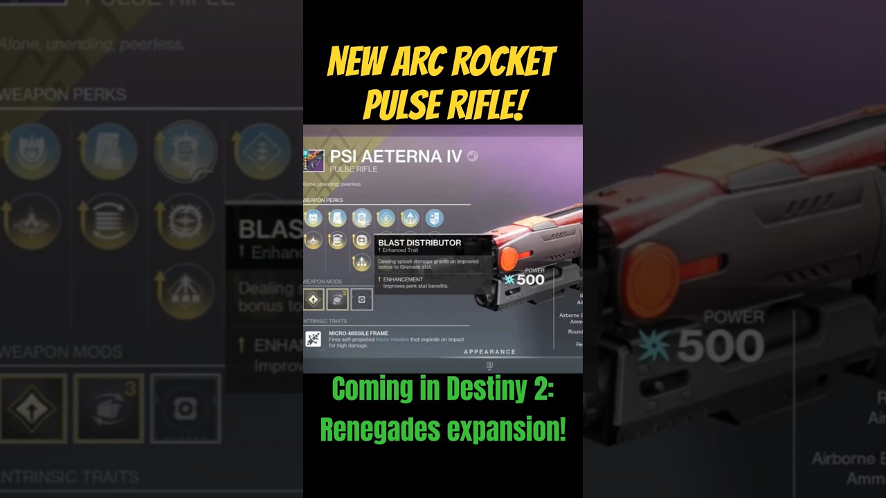 FIRST EVER ARC ROCKET PULSE RIFLE coming in Destiny 2: Renegades!