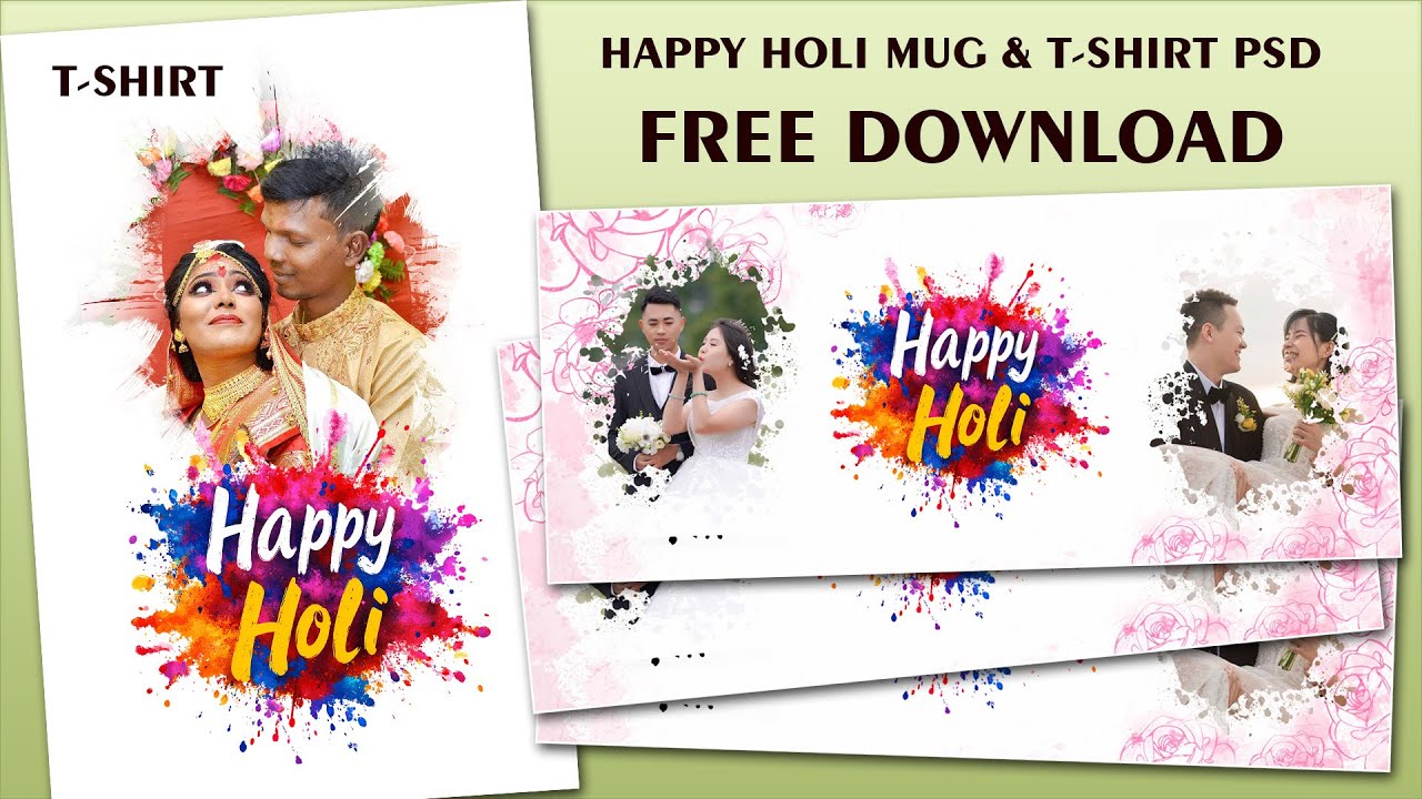 FREE Holi Mug and T-Shirt PSD Templates Download Now!