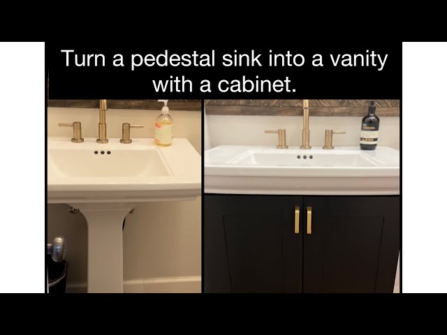 How to turn a bathroom pedestal sink into a vanity with a cabinet. 