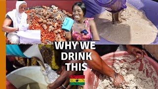 WE MADE THE ULTIMATE LOCAL GHANAIAN SPICY MILLET DRINK (LAMUGINE OR ZOMKOM) | GHANA FOOD