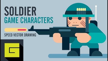 Speed Drawing, How to draw Game Character, Soldier, Adobe Illustrator Tutorial