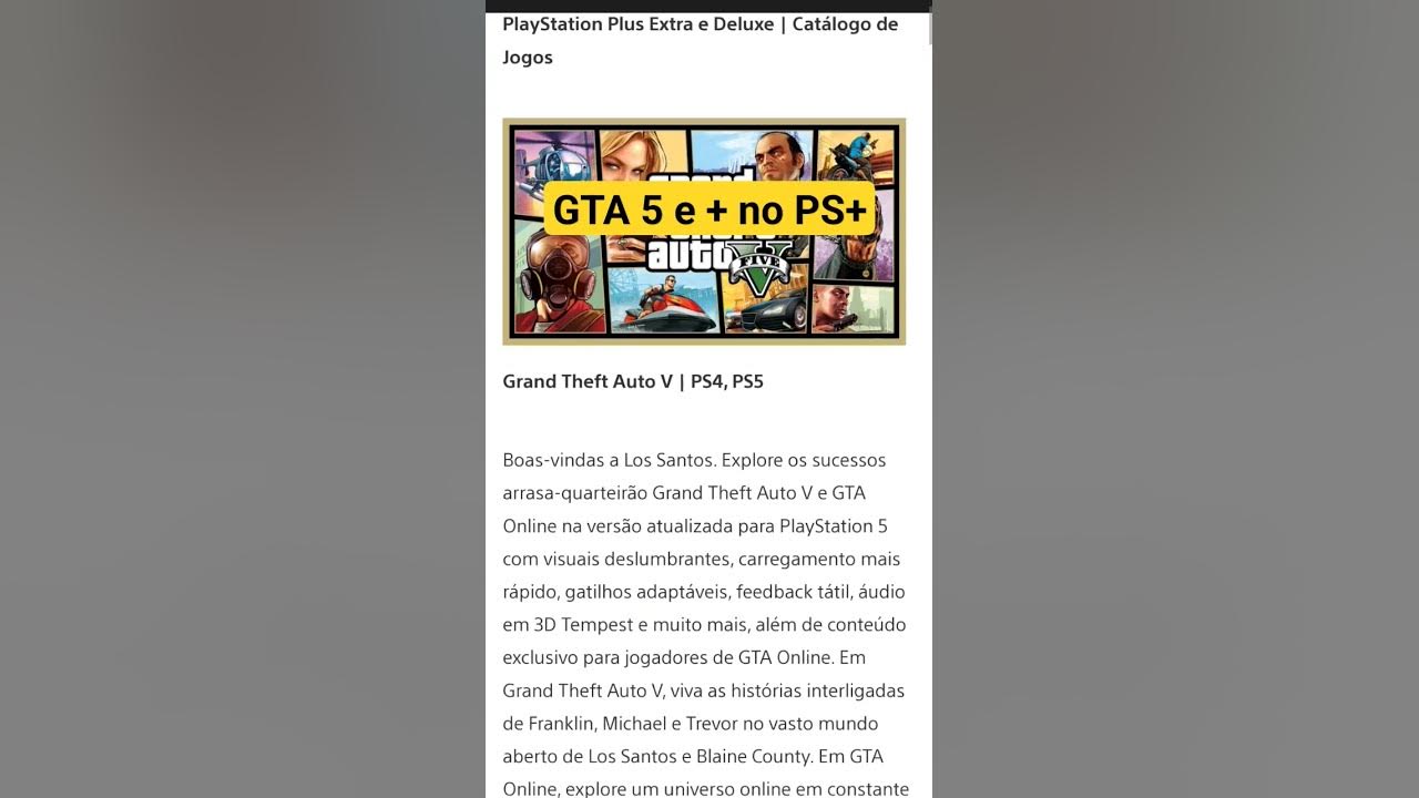 Catálogo de jogos PlayStation Plus de dezembro: Grand Theft Auto V