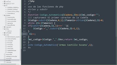Uso de  strlen y substr en PHP para generación de código automático