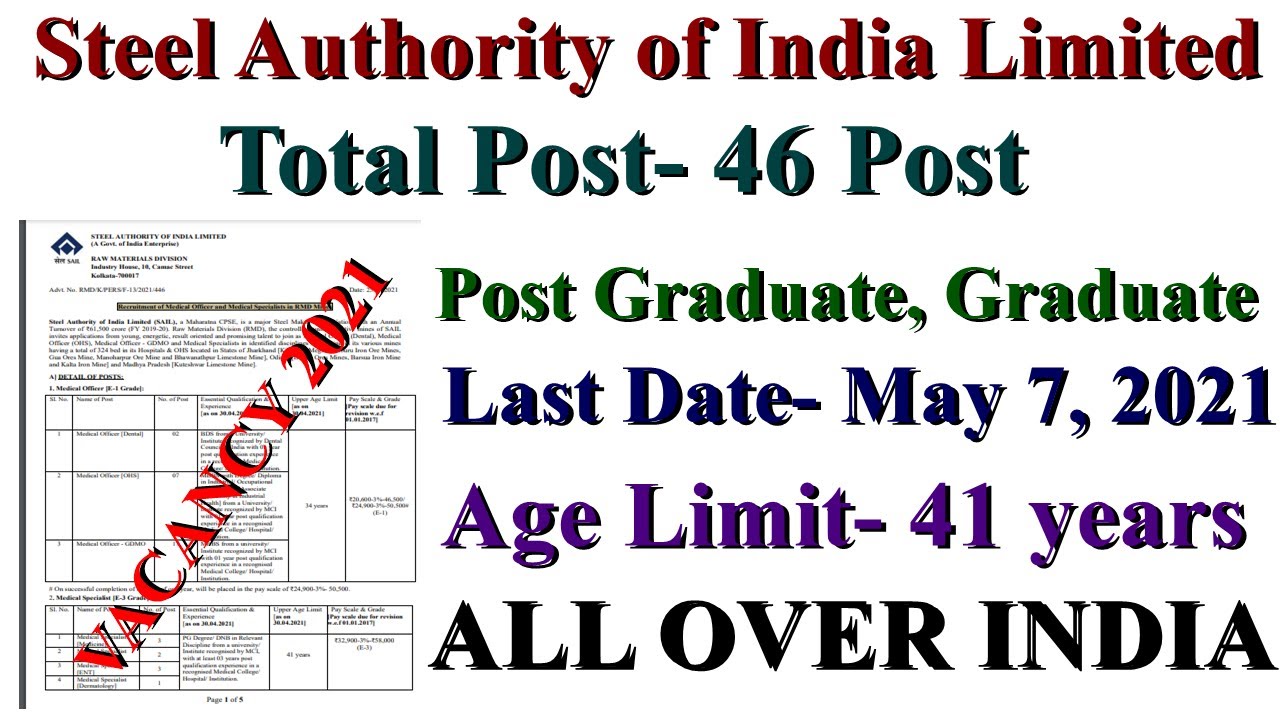 SAIL Recruitment 2021 