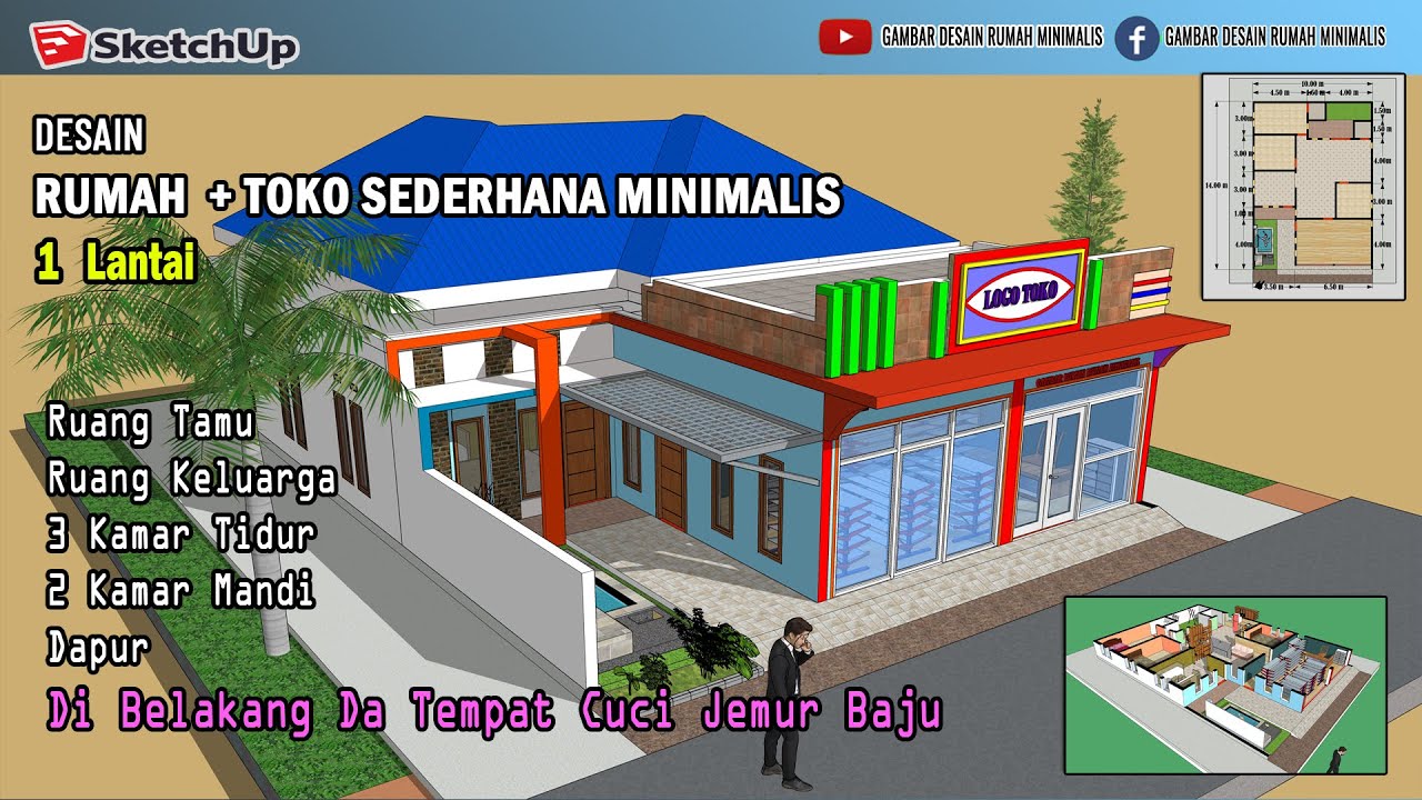 Desain Rumah Toko Sederhana Ruko 1 Lantai Minimalis YouTube