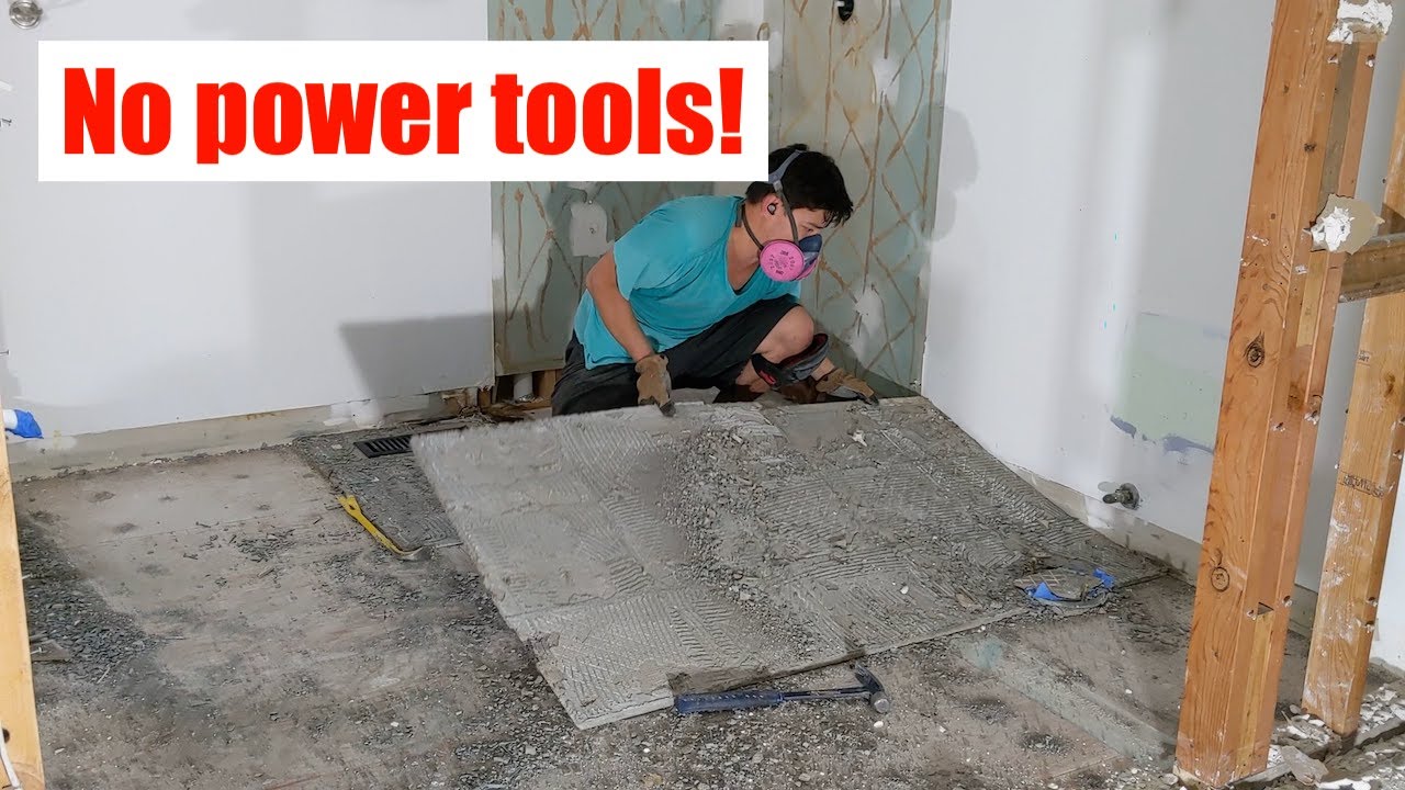 Removing tile and backer board with hand tools | HIH | BR Remodel Day 8 ...