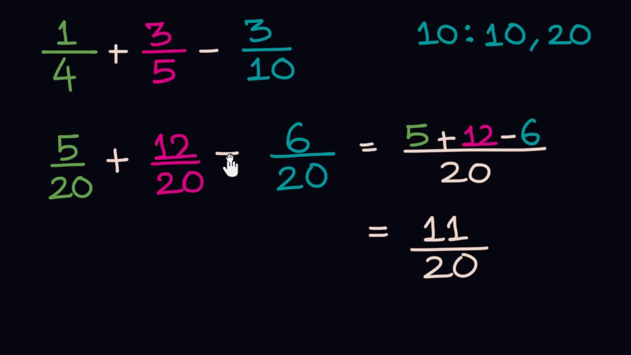 adding and subtracting 3 fractions hindi class 6 india khan academy youtube