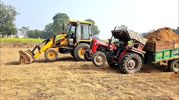 Jcb 3dx Backhoe Machine Loading Mud in Massey ferguson and Eicher Tractors I Jcb tractor cartoon