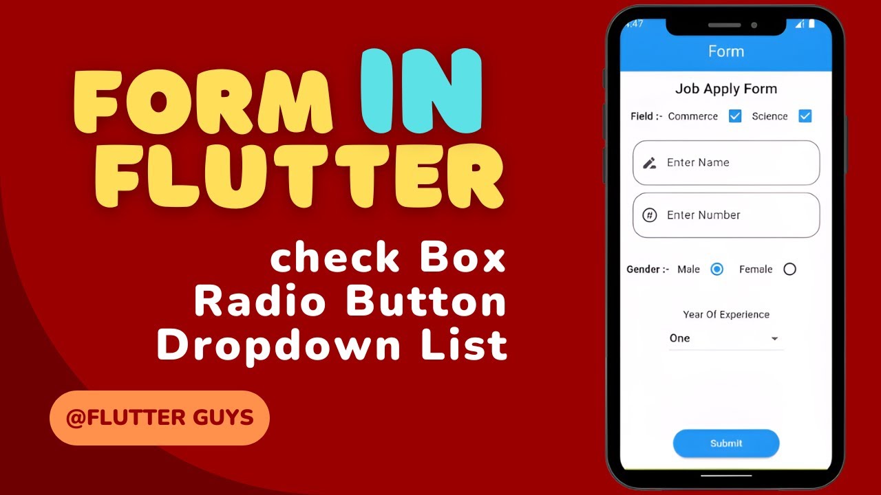 How to Create Form in Flutter 📱| Check Box | Radio Button | Dropdown ...