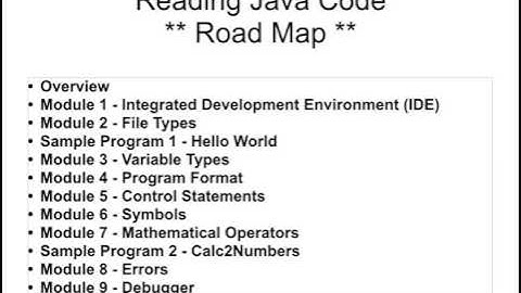 Reading Java Code - Road Map