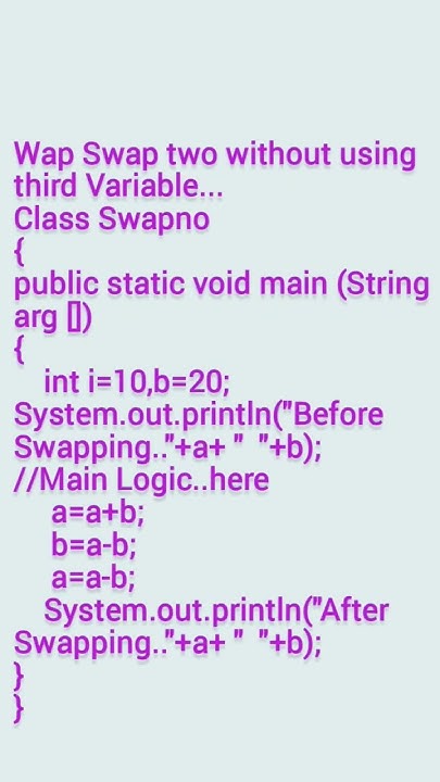 swap 2 number without using Third Variable|java imp program|| # ...