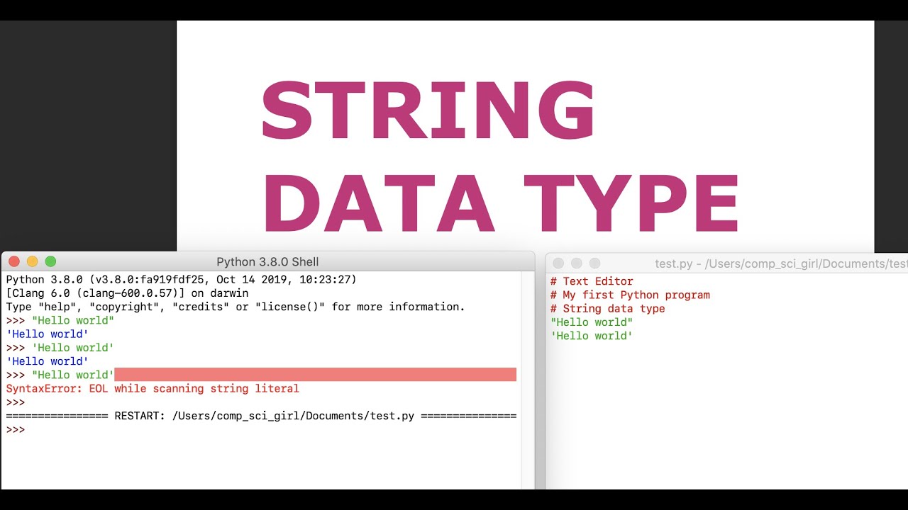 Python: Introduction to the String data type - YouTube