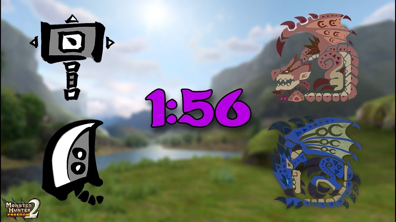 【MHF2】8⭐Pink Rathian and Azure Rathalos HR 1'56 | GS/HM | PSP Clock