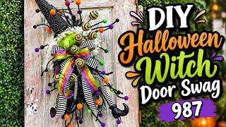 DIY Halloween Witch Door Swag 🧙‍♀️ Green Witch Halloween Decor | 987