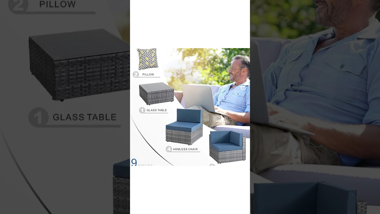 Shintenchi Outdoor Patio Sectional Sofa Couch