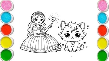 Cute Princess Easy Drawing,🌈✍️💖 Painting & Coloring For Kids and Toddlers_ Kids Art #princess