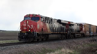 Canadian National Train no. 147 South Three Hills Sub at Mile 103.5, Beiseker, Alberta May 18, 2024.