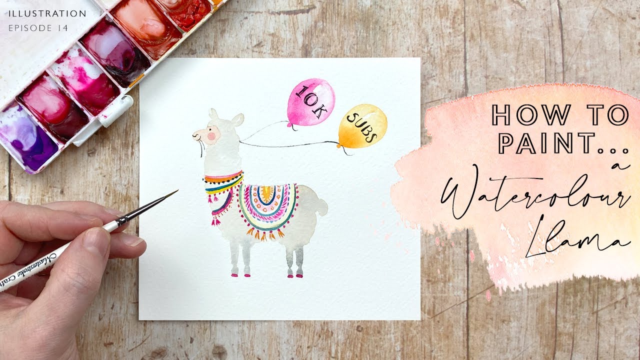 How to Paint a Watercolour Llama + 10,000 Subscriber Giveaway! - YouTube