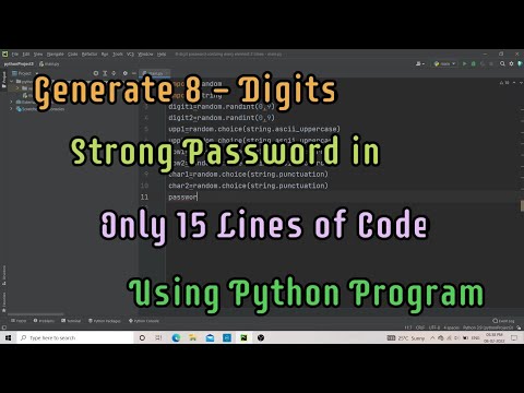 Python program to generate 8-digit Password in Hindi | Python program to generate Password