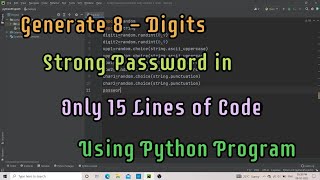 Python program to generate 8-digit Password in Hindi | Python program to generate Password