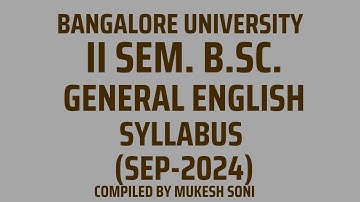 BU: 2nd Sem. B.Sc. General English Syllabus- SEP Syllabus 2025