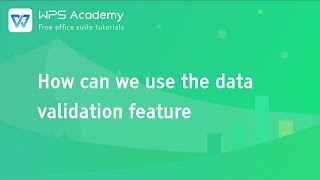 [WPS Academy] 1.4.2 Excel: How can we use the data validation feature