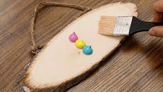 How To Draw Sunset Ocean Acrylic Paint On The Wooden Sign #947｜Satisfying Relaxing