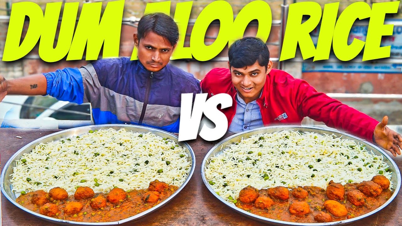 Dum Aloo, Golden Rice Thali Eating Challenge | Big Rice Dum Aloo Thali | Man Vs Rice Thali