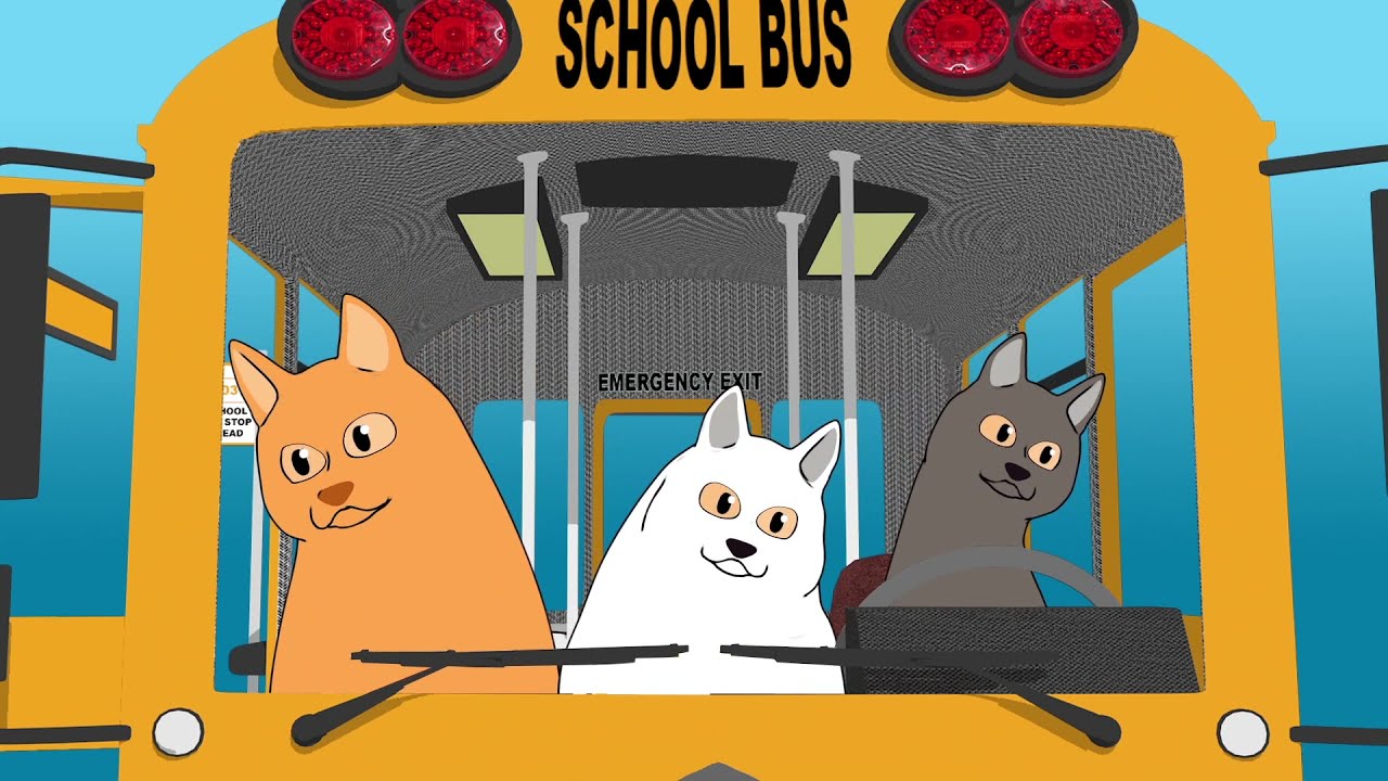 The Wheels on the Bus with CATS / animated kids song with cats