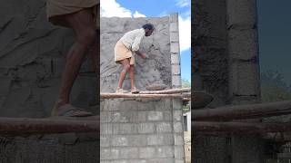 Solidblock wall plastering 👌👌 #shorts #shortsfeed #plaster #wallplaster #construction
