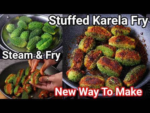 New Unique Way to Make Stuffed Baby Karela Fry with Skin - Bitter less | Baby Bitter Gourd Fry Sabji | Hebbar | Hebbars Kitchen