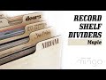 Vinyl record shelf organizer divider for record collection organizing customizable laser engraved