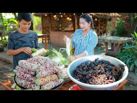 Mommy Sros make fresh Parrot Crab Pickle and cook, Delicious corn dessert 