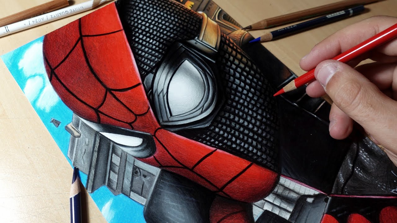 Drawing Spider Man Far From Home Red And Black Suit Youtube