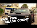 Fast five car crash count  fast  furious saga  all action